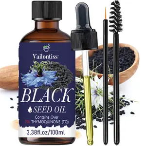 Black Seed Oil - 100ml，Rich in Omega 3 6 9, Moisturizing, Nourishing, Supports Immunity, Nourishes Joints, Hair & Skin, Unisex Body Massage Oil