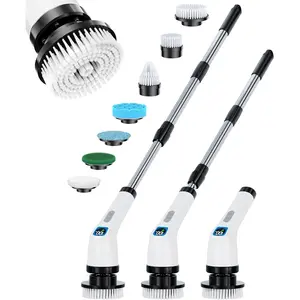 Electric Spin Scrubber for Cleaning Bathroom - Shower Cleaner Brush with Long Handle - Cordless Power Scrubber with 9 Brushes Heads, IPX7 Waterproof Scrub Brush for Bath Tub Tile Grout Glass Tool
