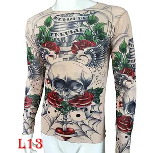 Fashion Plus Size Long Sleeve Tattoo Clothing Tattoo T-Shirt Hot Selling Popular Style Carp National Trend Sports Python Print