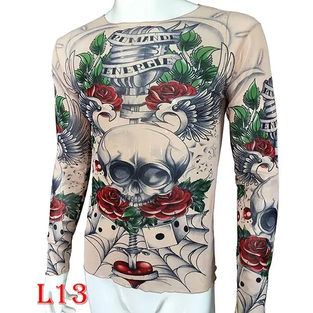 Fashion Plus Size Long Sleeve Tattoo Clothing Tattoo T-Shirt Hot Selling Popular Style Carp National Trend Sports Python Print