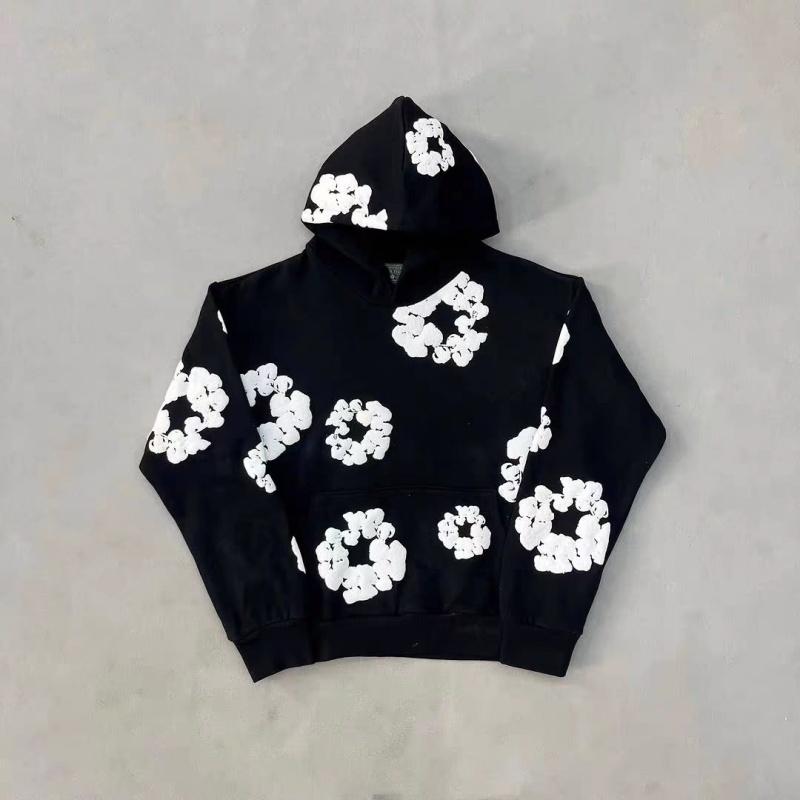 Denim Tears New Kapok Print Casual Pullover Hoodie & Casual Joggers | Unisex Couple Style Euro-American Trendy Sports Set | Summer Trendy Outfit