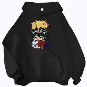 Deku, Bakugou, and Todoroki Hoodie Highlighting My Hero Academia Anime Artwork