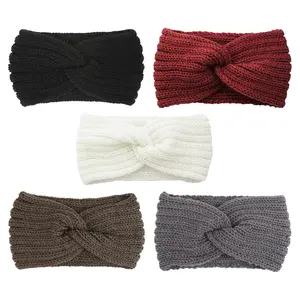5 Pcs Women's Knitted Headbands & Headwraps, Winter Thick Warm Ear Warmer & Hair Bands, Minimalist Solid Casual Hair Accessories for Yoga Sports, Soft Headband
