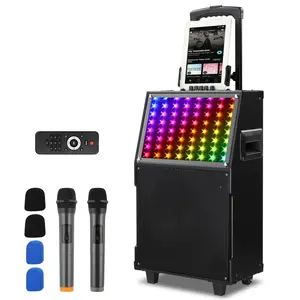 12in Karaoke Machine with 2 Wireless Microphones for Adults, Bluetooth Party Speaker with LED Disco Light, Bluetooth for Outdoor Home Party