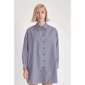 Refined Pocket Poplin Shirt - Blue Thin Stripe