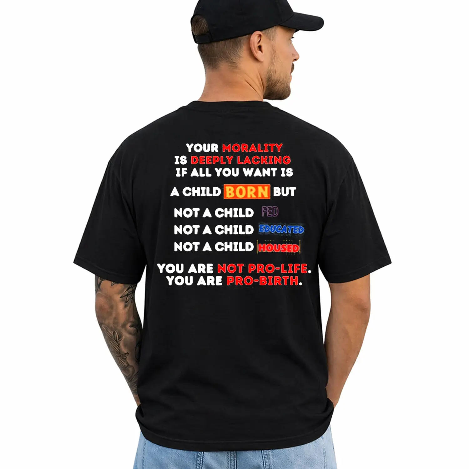 Question your morality T-Shirt, Short Sleeve Printed Graphic Shirt, Daily Casual Cotton Menswear
