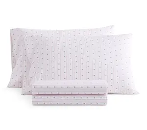 Martha Stewart Floral Stripe White/Pink CottonTwin Sheet Set
