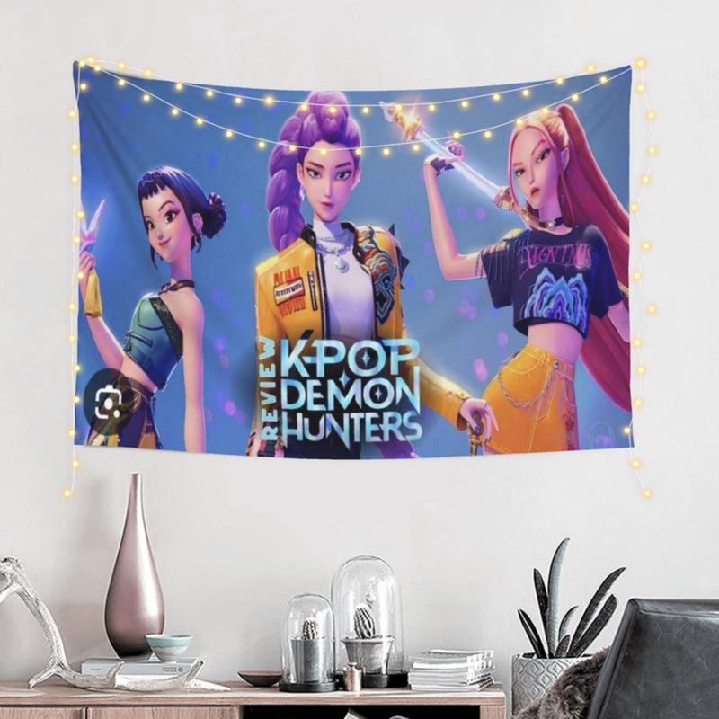 Kpop Demon Hunters Tapestry 40*60INCH Wall Hanging Vibrant Birthday Party Background Banner for Living Room Bedroom Dorm Decoration Perfect Gift