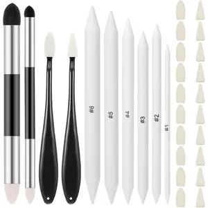 30 count Blending Stumps for Drawing Sketch Drawing Tools with Blending Sponge Pens Sandpaper Pencil Sharpener Blending Sticks for Beginner Drawing Art Blenders Charcoal Sketch Drawing