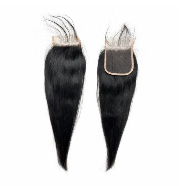 JOPEAR 4x4 HD Lace Straight Closure Transparent Lace 12A Brazilian Virgin Remy Human Hair Frontal Pre-Plucked Natural Hairline Free Part Natural Black