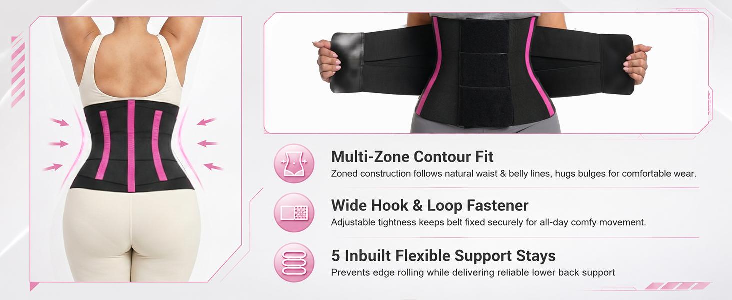 SHAPERX Women's Waist Trainer Belt Tummy Control Sports Waist Cincher with Triple Inner Wrap Womenswear,clothes for back to school,first day of school outfits