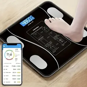 1pc Wireless Smart LED Weight Scale, Smartphone Application And Synchronous Scale, Trackable Measurement of Weight, Daily Exercise Exclusive, Multiple for Family Joint Use, Best Gift for Family