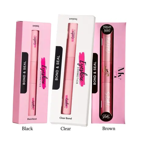 Eyeshine 2-in-1 Bond & Seal for Lash Clusters BUNDLE - Latex Free Adhesive for Eyelashes Black, brown & clear bond.