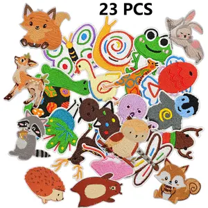 23PCS Funny Animal Embroidered Patches Iron on Embroidery Appliques Vibrant Delicate Embroidered Animal Appliques patch iron
