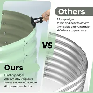 Heavy Duty Galvanized Raised Garden Bed Metal Planter Box, Bottomless Deep Root Design, Large Outdoor Grow Container for Vegetables Herbs Flowers, Easy Assembly, Green