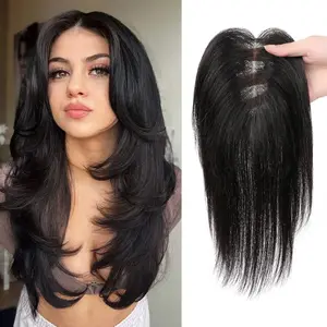 Vasilia Hair Toppers 10inch and 14-inch Human Hair Toppers for Women Real Hair Toppers for Women with Thinning Hair Short Hair Toppers Remy Hair Pieces for Women 10inch Hair Toppers for Women Hair Topper Side Part for hair loss&Cover BLACK hair  10inch