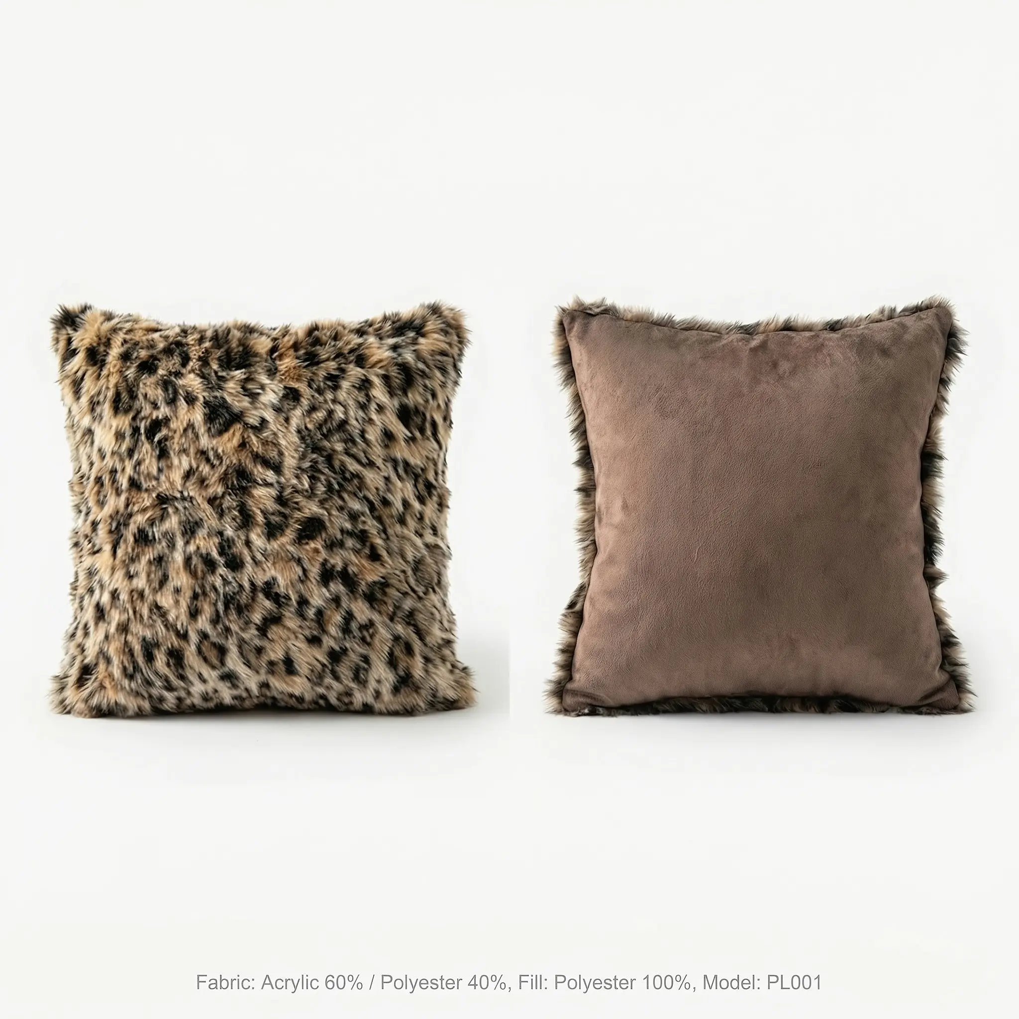 Double-Sided Leopard Print Plush Pillow, Soft and Comfortable, Comfy Cushions, Artificial Fur and Imitation Mink, Polyester Fiber Fill, Sofa and Living Room Use, Decorative Cushion, Home Decorative Cushion