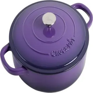 Artisan enameled cast iron braiser wlid 5 quart lavender purple