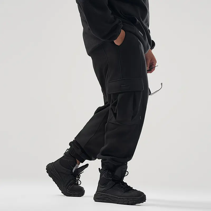 lujiamen Fleece multi-pocket workwear cuffed trousers