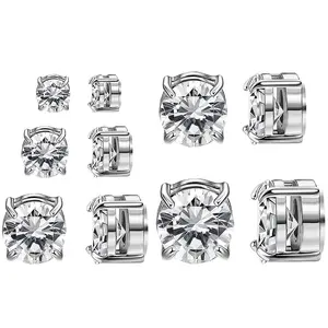 5 Pairs Stainless Steel Magnetic Stud Earrings for Men Clip on Earring Magnetic Earring Unisex Non Piercing Magnet Studs 4 to 8MM Diamond Earrings for Women Men
