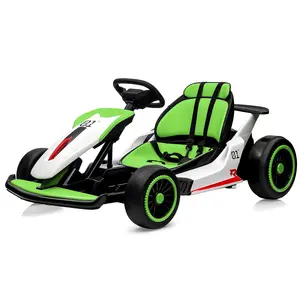 【Christmas Gift】Green and white 24V Electric Go Kart for Kids, Dual 200W Motors Drift Kart, 8.1MPH Max Speed, Large Battery, Music, Horn, Ride-On Racing Toys for Boys & Girls