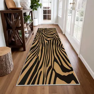 1PC Zebra Print Texture Hallway Rug, Lightweight Easy-to-Clean Foldable Floor Mat, Washable Low-Maintenance Home Decor Carpet, Suitable for Hallway, Staircase, Bedroom, Kitchen, etc.