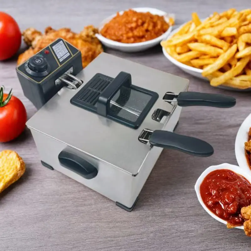Dual-Basket Deep Fryer 5L Large Capacity Cook Fries & Wings Simultaneously Cool-Touch Handles Dishwasher Safe for Tiny Apartments