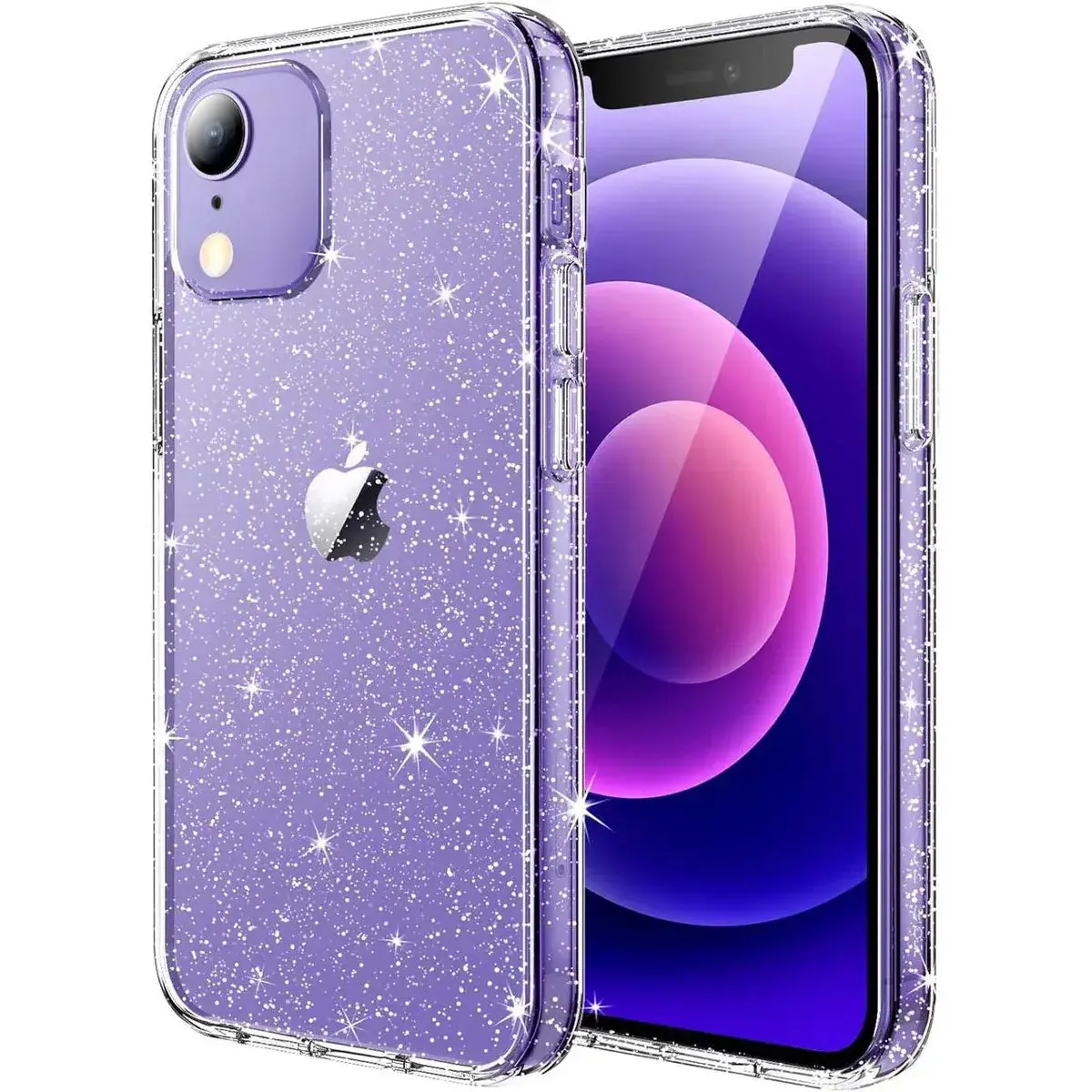 Entronix Glitter Clear Case for iPhone XR, Crystal Clear Sparkly Bumper Cover Smartphone Cellphone Protective Transparent