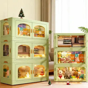 【Clearance】RaybeeFurniture 1/2/3/4/5 Pack Plastic Storage Bin with A Lid, Stackable Storage Containers with Wheels, Folding Storage Boxes, Closet Organizers&Storage Bins for Living Room,Office,Dorm,Kitchen