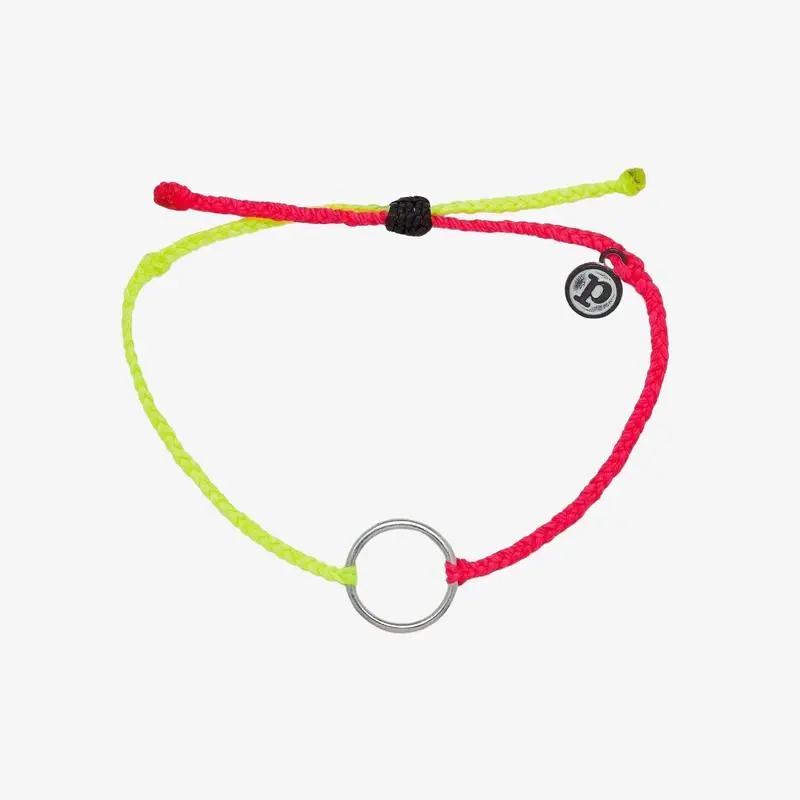 Puravida - Two Toned Full Circle Charm Bracelet - Neon Yellow Neon Pink