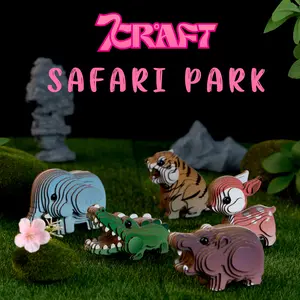 (4 pcs)7 Craft Safari Park 3D Paper Puzzle Handicraft Toy for Children Brain Teaser Puzzle Educational Value Enhances Problem Solving Skills and Hand Eye Coordination