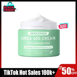 Grocerism Urea Cream 40%+2% Salicylic Acid – Max Strength Foot & Hand Cream with Hyaluronic Acid, Tea Tree & Aloe Vera – Deep Moisturizing, Callus Remover, Softens All Skin Types Moisturizer
