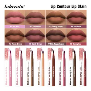 Lakerain Matte Lip Contour Lip Stain, Long-Lasting Waterproof Lip Liner, Highly Pigmented Lip Tint, Smudge-Proof Lip Glaze, Matte Lip Pencil, Lipliner, Non-Drying & Non-Greasy, 8 Shades, Portable for Daily Makeup & Travel