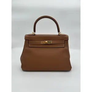 Pre-owned HERMÈS leather Shoulder Bags Hermes Pebbled Kelly Top Handle Bag (JM1382)