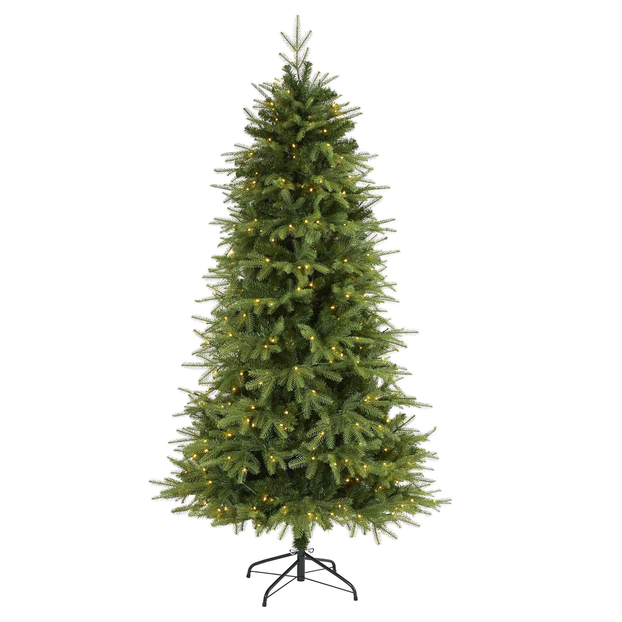 6.5ft Pre-Lit Traditional Vancouver Fir Artificial Christmas Tree - 400 LED Lighting Pre-Lit LEDs, 2158 Bendable Tips, Metal Frame, Ornaments, Lighted Specialty Tree Decor, Natural Look Home Holiday Decoration