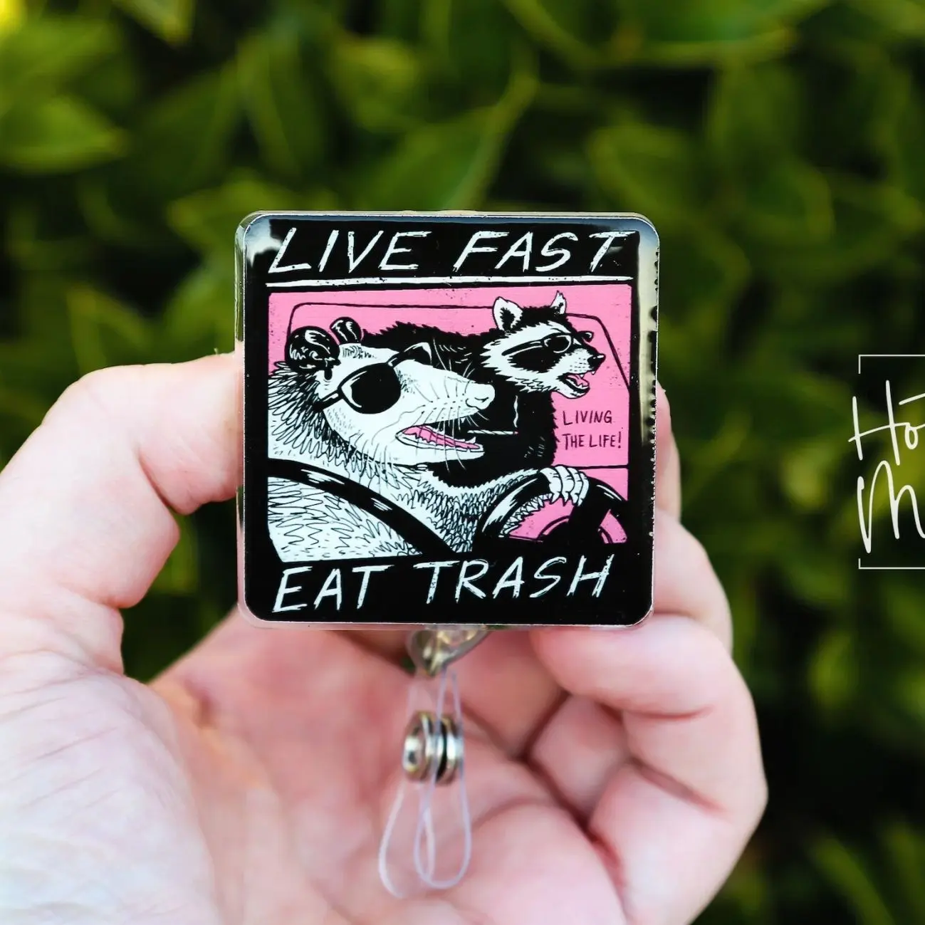 Live Fast, Eat Trash, Funny Badge reel, RN ID Holder, Retractable Acrylic Badge Reel, Nurse Gift, Night Shift, Stocking Stuffer