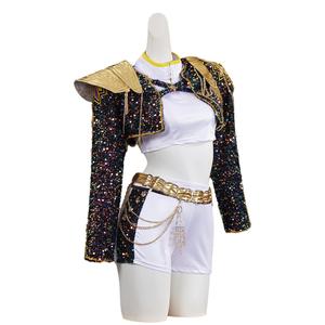 Soocosisx Girls Sequin Costume Set – 4-Piece Dress Up Outfit for Kids, Stage & Dance Performance