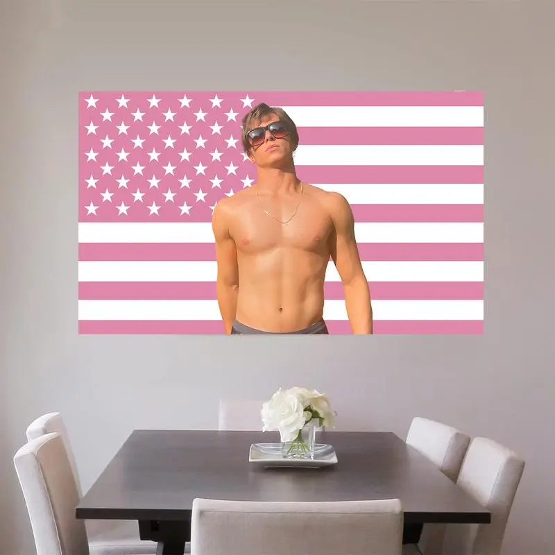Nicholas Alexander Chavez Inspired Plain Retro Polyester Pink 3x5 Ft American Flag Banner, Hangable Decorative TikTok Viral Girl's Aesthetic Room Wall Art, Home-Festive Party Backdrop Supply, Vintage