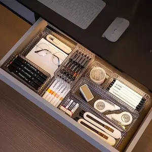 5/7/10 PCS Drawer Organizer with Dividers, Divided Compartments, Transparent Makeup Organizer for Vanity Desk, Multi-use Storage Bins for Cosmetics, Skincare, Office Stationery and Bathroom Sundries, Durable Plastic Organizers