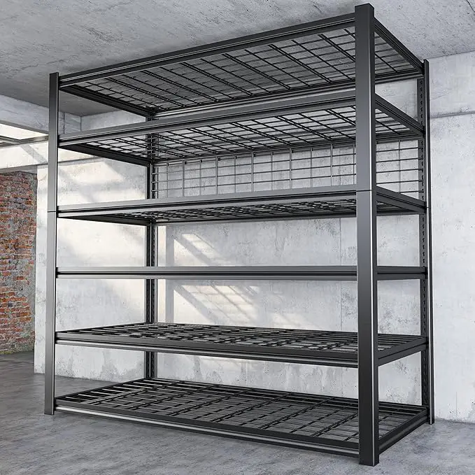 Raybee 84-inch Extra High Garage Shelves, Giant 6-Tier Garage Storage Shelves Heavy Duty Shelving Loads 3500LBS, 48" Wide Adjustable Garage Shelf Metal Storage Rack Industrial Shelving 84" H x 48" W x 20" D