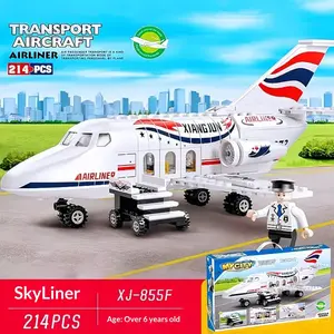 Compatible Lego City Series Airplane Building Blocks Set, Passenger Plane Toy for Boys and Girls, Sliding Mechanism Gift