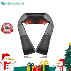 Medcursor Neck & Shoulder Massager with Heat Shiatsu Gray Back Massage Portable Deep Tissue 3D Kneading Pillow for Muscle Relaxation Gift,no pattern