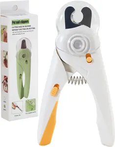 Pet Nail Clipper with Light for Cats & Small Dogs Puppies, Ultra Bright LED to Illuminate Nail Bloodline to Avoid Over Cutting, Extra-Sharp and Durable Cat Claw Trimmer with Nail File (White)