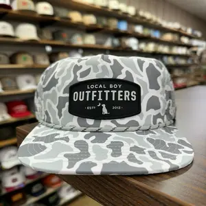 Perforated Flat Brim Woven Patch Rope Hat