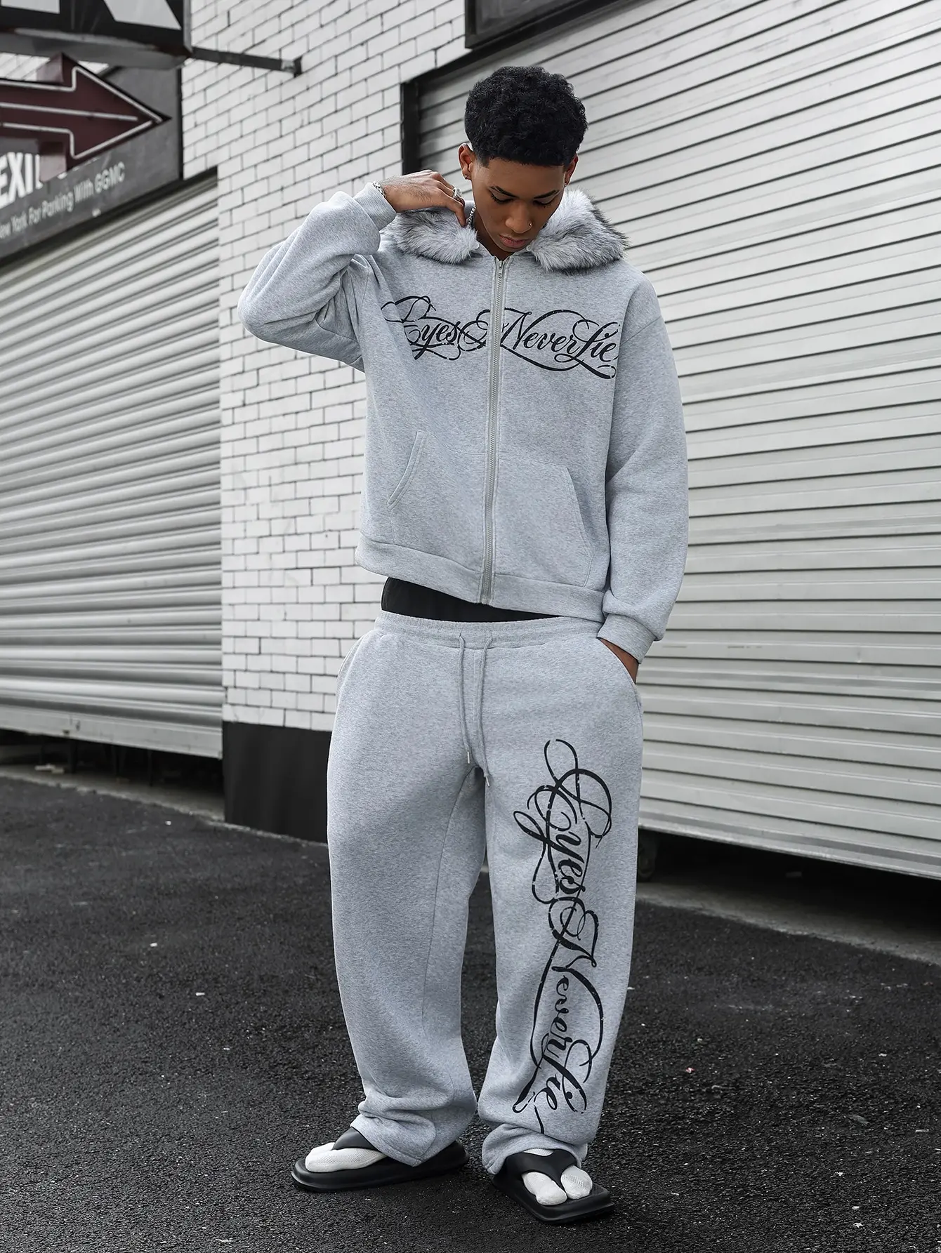 Men 2 piece sets - Men's Letter Print Zip Hoodie & Double-Waist Drawstring Pants Set, Casual cargo pants for men pants for men going out outfit long sleeve top men's clothing graphic hoodies black shorts y2k clothing fall outfits men's hoodies fall jacket