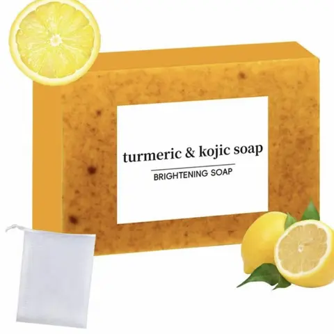 Fresh Lemon Turmeric Bar Soap with Kojic Acid - Daily Brightening Face Wash, Citrus-Infused Body Care for Radiant Skin, Back to School Bath & Shower Essential