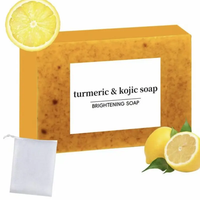 Fresh Lemon Turmeric Bar Soap with Kojic Acid - Daily Brightening Face Wash, Citrus-Infused Body Care for Radiant Skin, Back to School Bath & Shower Essential