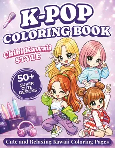 K-Pop Coloring Book: Cute Chibi K-Pop Idols & Kawaii Coloring Pages for Girls, Teens & Adults — Easy and Relaxing Designs with Idol Fashion, Accessories, Concert Scenes, Snacks & Fan Culture