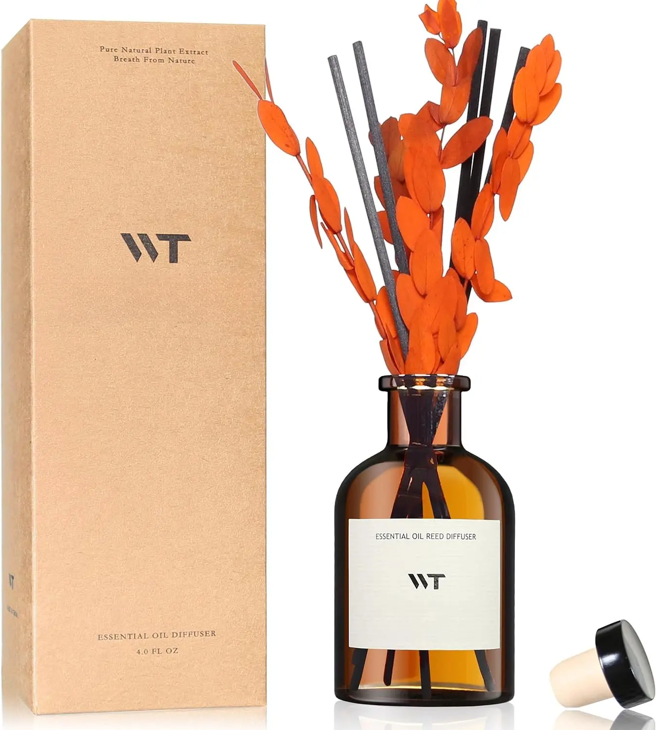 Reed Diffuser Set for Bathroom Air Fresheners, Oil Diffuser Sticks | Sandalwood & Ebony Scent 4.0 fl oz Home  with Sticks Defusers | House Bedroom Office Shelf Decor