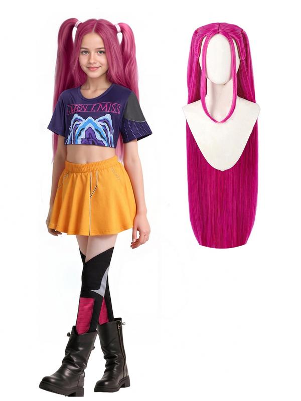 K-Pop Girl's Cool Short Sleeve Crop Top Skirt Set, Mira Role Play Costume, Halloween Girl's Cosplay, All Seasons Wear